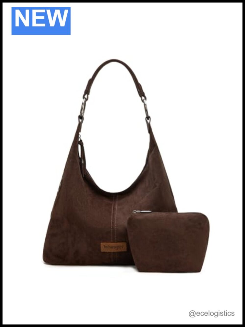 Wrangler Suede Hobo Purse for Women Embossed Soft Slouchy Shoulder Bag 2Pcs Set